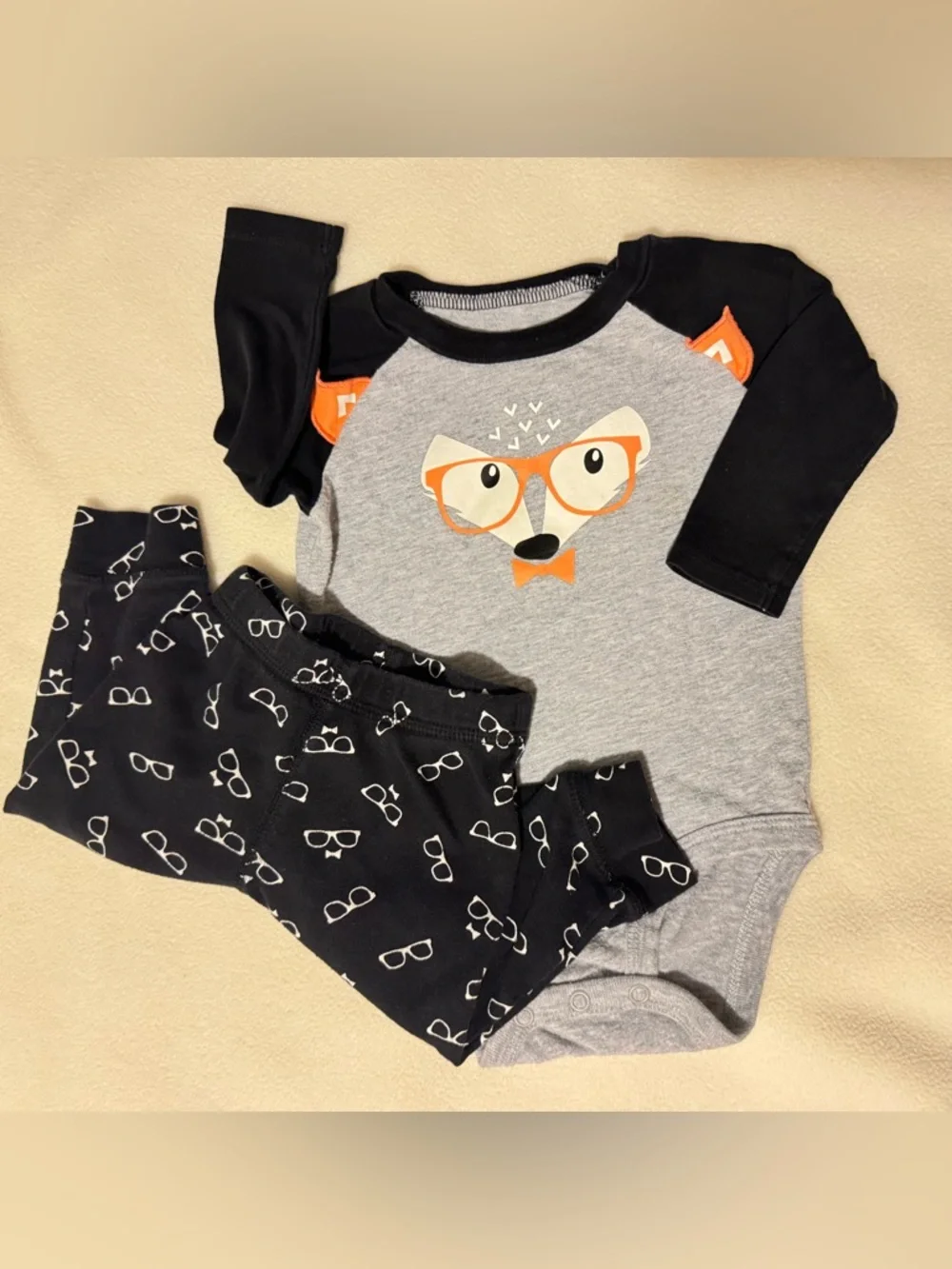 16 pcs Baby Boy Clothes Fox Raccoon Puppy Stripes Plaid 6m Grey White Blue Red